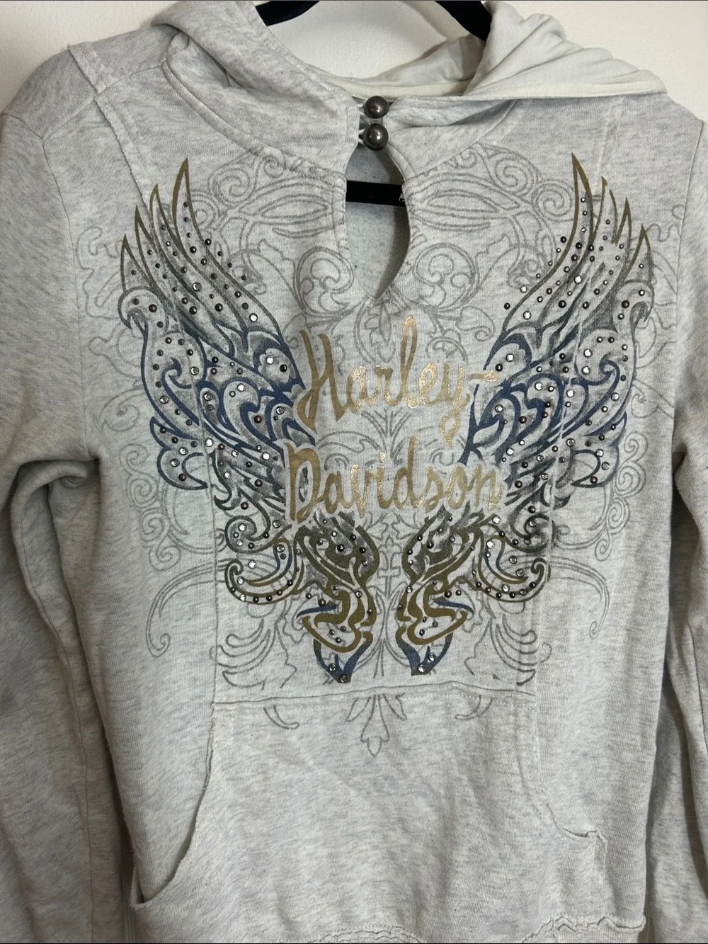 Harley Davidson Logo Hoodie Light Gray, women’s medium